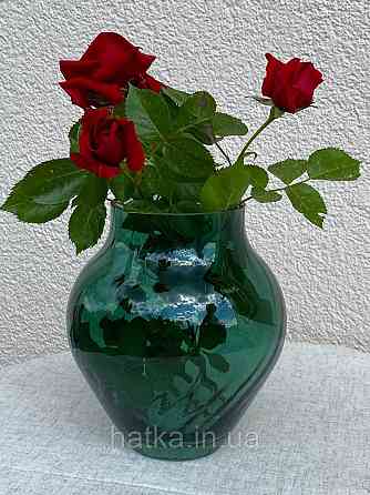 Ваза скляна 17,5*17,5*20 см "Бонна" зелене товсте скло Київ