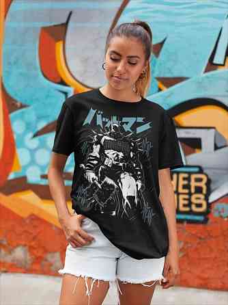 Футболка з аніме принтом Батман Мігхт Суперхеро Комік оверсайз (S/M/L) Чорний AnimeJ0218 Дніпро