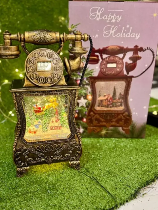 Новогодний фонарь с Санта-Клаусом в форме старинного телефона 814 Коломия - фото 1