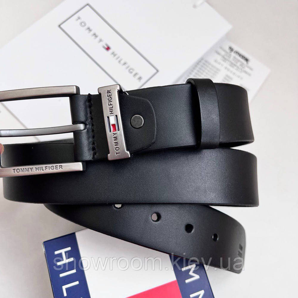 Мужской кожаный брендовый ремень (016) черный Киев - изображение 3