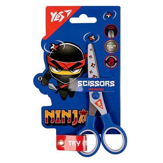 Ножиці дитячі 13 см "Yes" з принтованим лезом Ninja, 480427, шт Київ