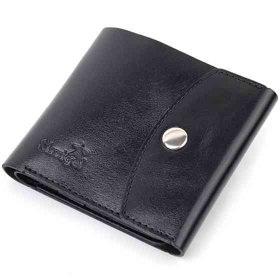 Чоловіче глянсове шкіряне портмоне Чорний (SHVIGEL) Київ