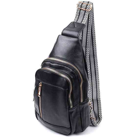 Практична слінг сумка для жінок з екошкіри Чорний (Vintage) Київ