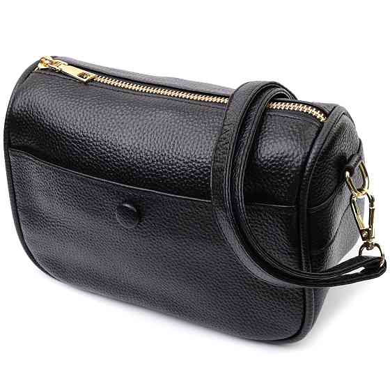 Сумка крос-боді для жінок з натуральної шкіри на кожен день Vintage 22590 Чорна Київ