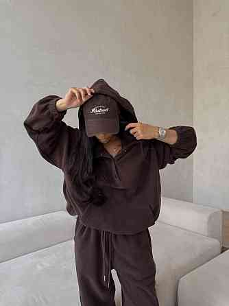 Женский теплый повседневный костюм двойка двойной флис Шоколад, 44 Одесса