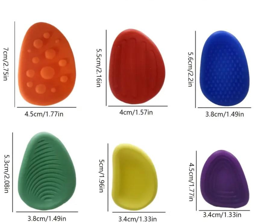 Набор сенсорных антистресс-камней для детей (6 шт) Силиконовые камни для развития моторики и успокое Киев - изображение 6
