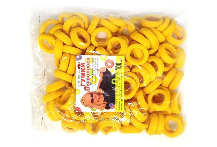 Гумки для волосся нейлон жовта 100 шт Київ - фото 1