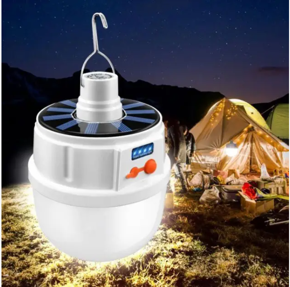 Кемпінгова лампа JD 2022 з гачком, сонячною панеллю Solar 7694, світлодіодна, для намету і туризму) Одеса - фото 1