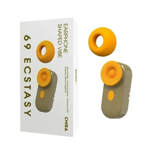 Вакуумный стимулятор в виде наушника Сhisa 69 ECSTASY серо-оранжевый Sex Aura Киев