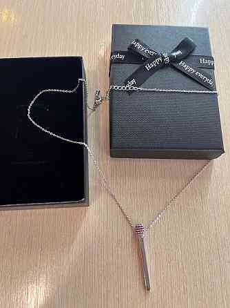 Подвеска спичка посеребрение / кулон с розовыми кристаллами Одесса
