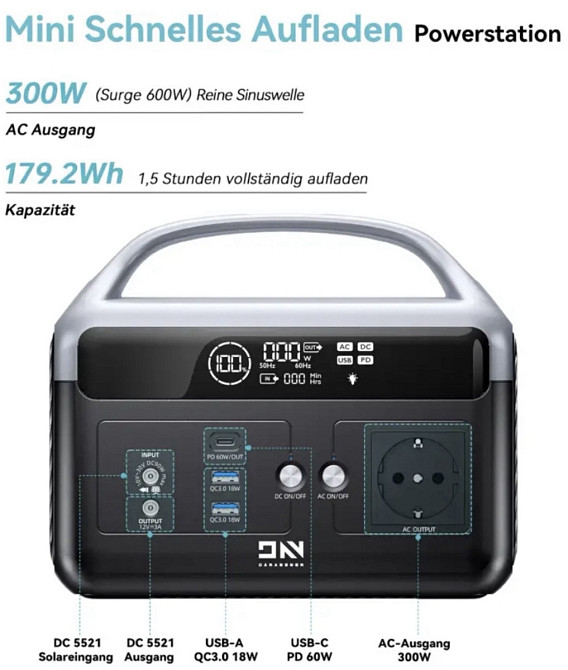 Зарядна Станція Power Station DARANENER NEO Z300, 300W, 179.2Wh. Київ - фото 5