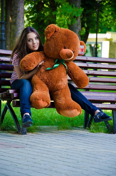 Плюшевий ведмедик М'яка іграшка Томии 100 см Коричневий Тернопіль - фото 4