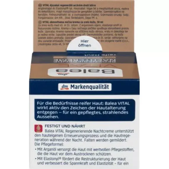 Восстанавливающий крем VITAL Balea, 50 ml (Германия) Balea Nachtcreme VITAL Regenerierende Nachtcrem Львов - изображение 3