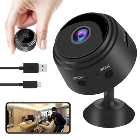 Беспроводная мини камера IP с WiFi и датчиком движения FullHD 1080, A9, Чорная / Камера видеонаблюдения Киев