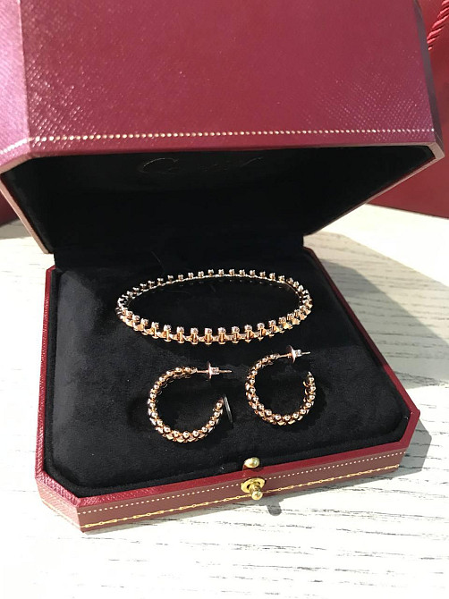 Cartier браслет зубчики в розовом золоте/ Картье серьги зубчики розовое золото Одесса - изображение 1