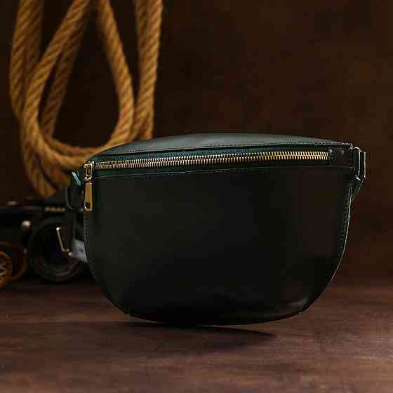 Шкіряна сумка на пояс Shvigel 16390 Зелений Київ