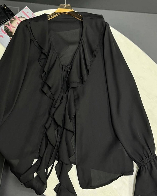 Жіноча шифонова блузка  з воланами щільний шифон Одеса - фото 3