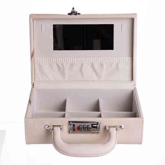 Скринька для прикрас з еко шкіри 2 яруси з кодовим замком Бежевий HP-5-24BE Коломыя