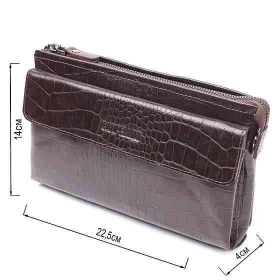 Модний клатч для чоловіків із натуральної фактурної шкіри CANPELLINI 21552 Коричневий Київ