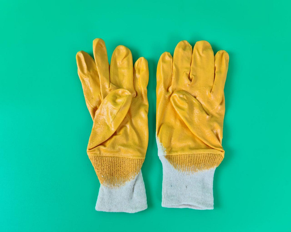 Господарські рукавички Залита Нітрил жовтий No9 "Intertool" (12 пар) Харків - фото 3