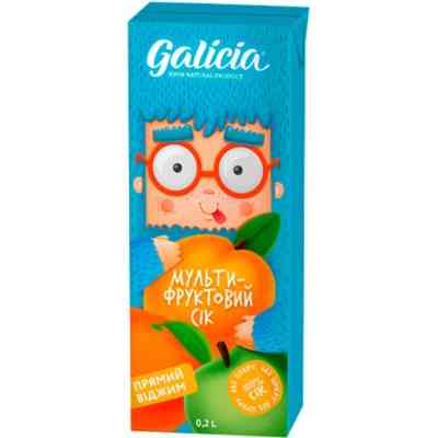 Сік дитячий Galicia Мультифруктовий з м'якоттю із суміші фруктів 200 мл (4820209563535) Вінниця