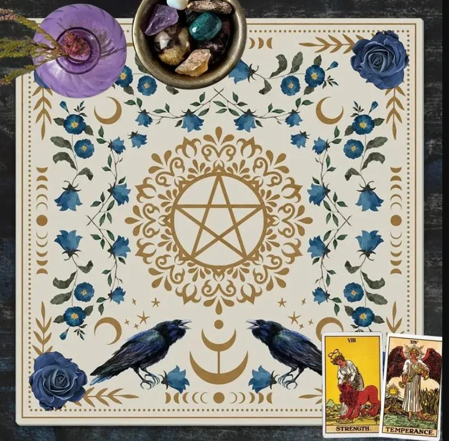 Алтарная скатерть для карт Таро и Рун. Скатерть для гадания с изображением Ворона и пентаграммы 49*4 Киев - изображение 3
