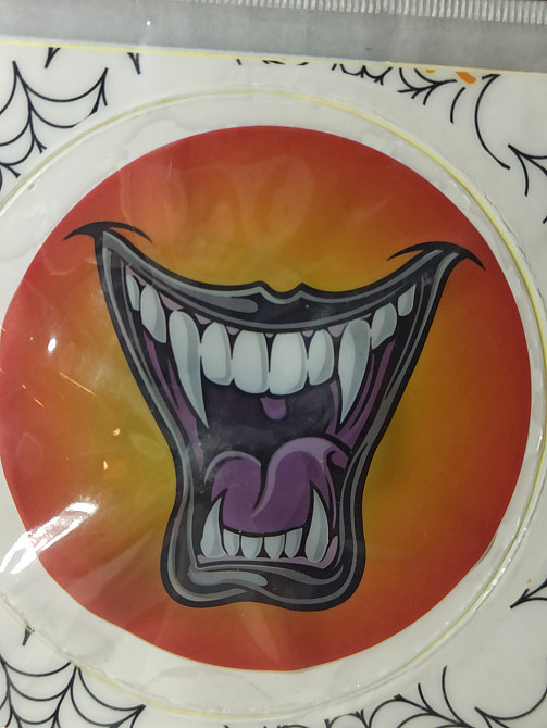 Наліпка на Хелловін 8 см зі світлодіодами Смайл Кликі вампіра помаранчевий Київ - фото 2