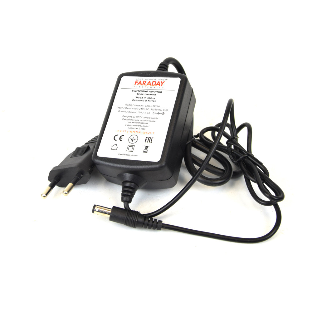 Блок живлення Faraday Electronics 12W/12V/1A (Довжина мережевого кабелю: 0.5 м, Довжина вихідного кабелю: 0.7 м) Київ - фото 1