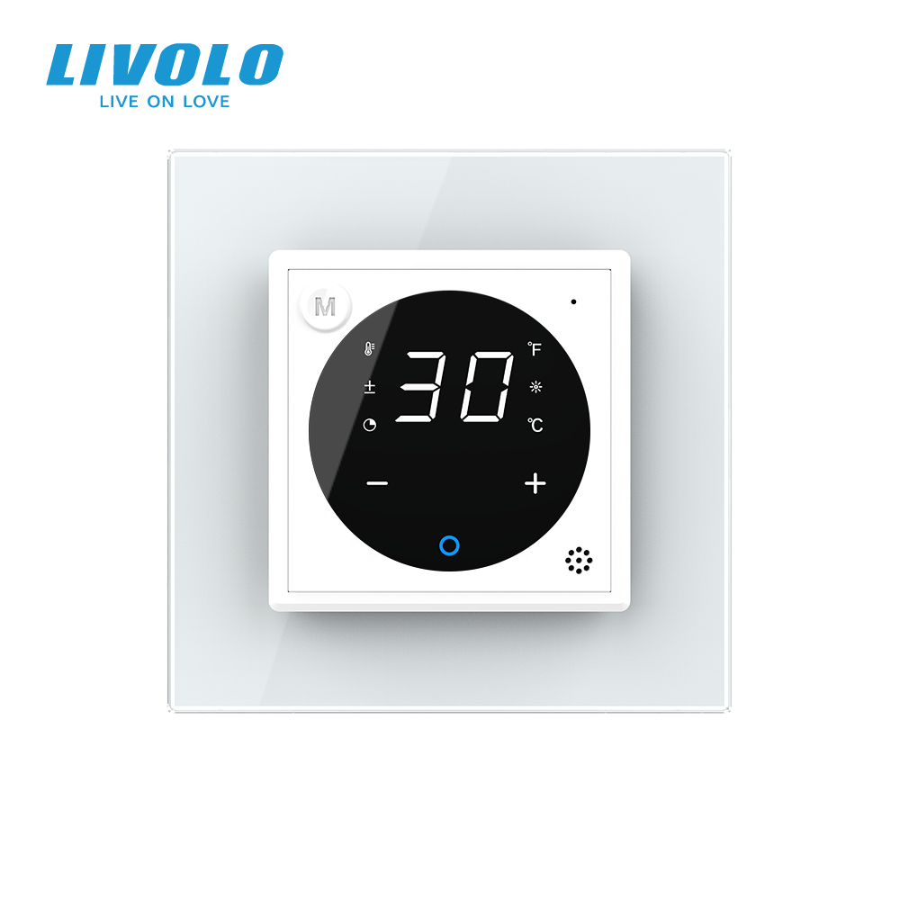 Розумний Wi-Fi терморегулятор (термостат) сенсорний програмований для електричної теплої підлоги LIVOLO, білий скляний (VL-M7FCQ1Z2-2WPS23) Коломия - фото 2
