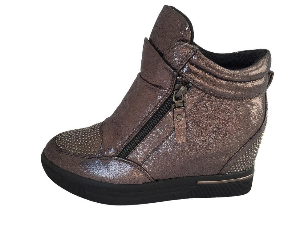 Снікерси жіночі Bosida бронзовий еко-шкіра 37р. танкетка 5см ( -6) Коломия - фото 3