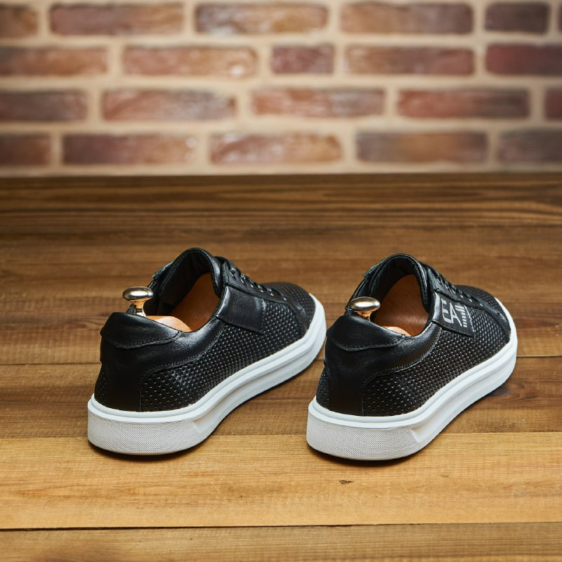 Шкіряні чоловічи літні кеди перфорація чорного кольору Харьков - изображение 8