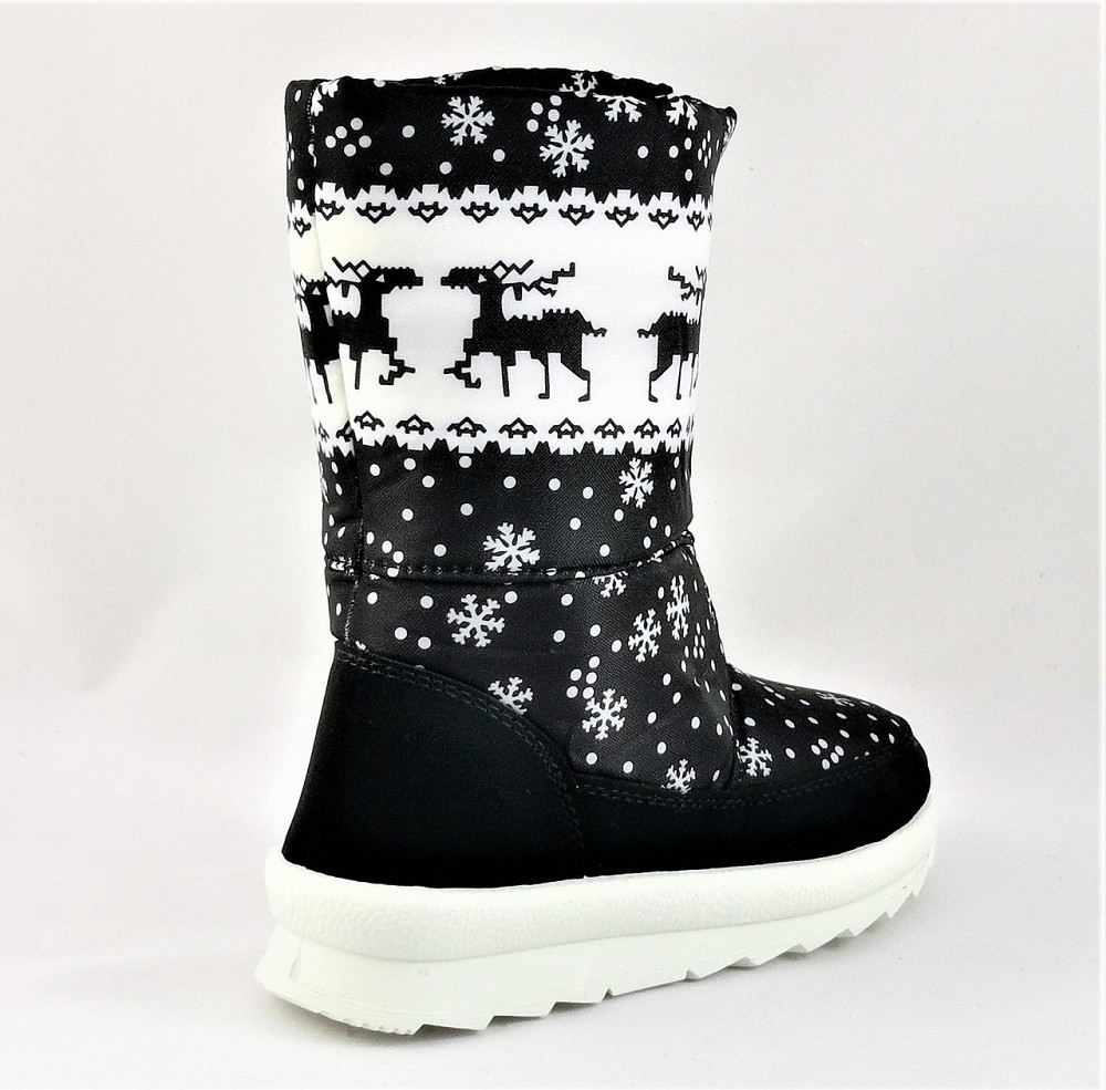 Зимові жіночі Дутики Чоботи на Хуху Теплі Чорні з Оленами (розміри: 37,38,39,40) Дніпро - фото 10