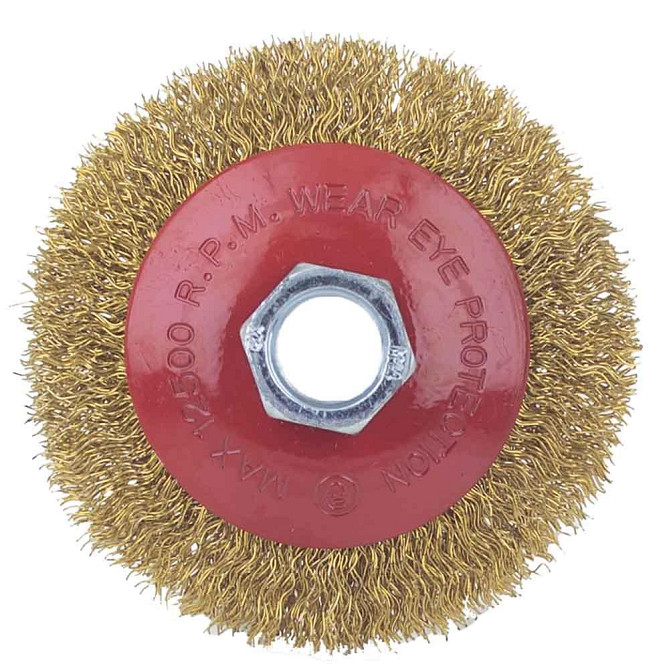 Щітка дротяна конусоподібна Ø75мм М14×2мм (латунована) SIGMA (9016071) Рівне - фото 3