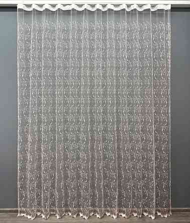 Тюль VR-Textil 1646т Фатин с вышивкой Белый с пудровым 300х270 см (42-0928) Киев