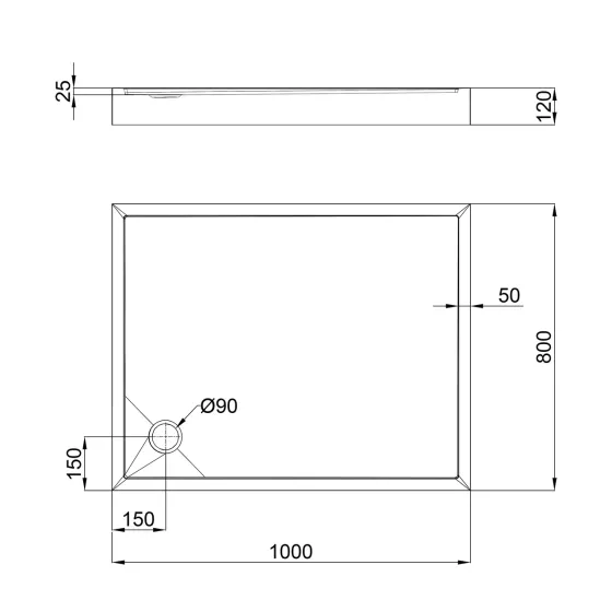 Душовий піддон Qtap Tern 301812C 100x80x12 см + сифон Київ