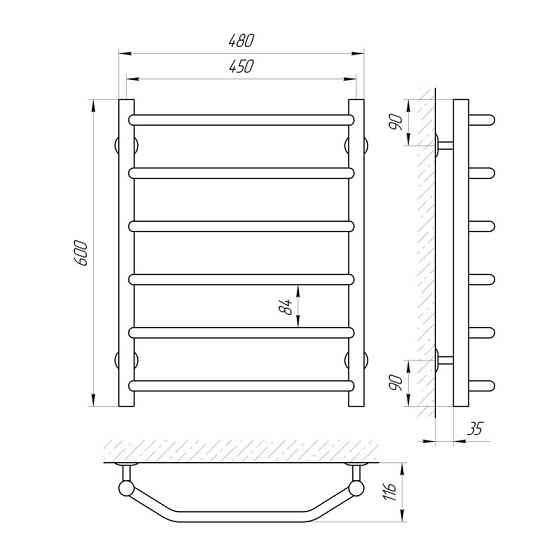 Водяна сушарка для рушників Laris Вікторія П6 450x600 Київ