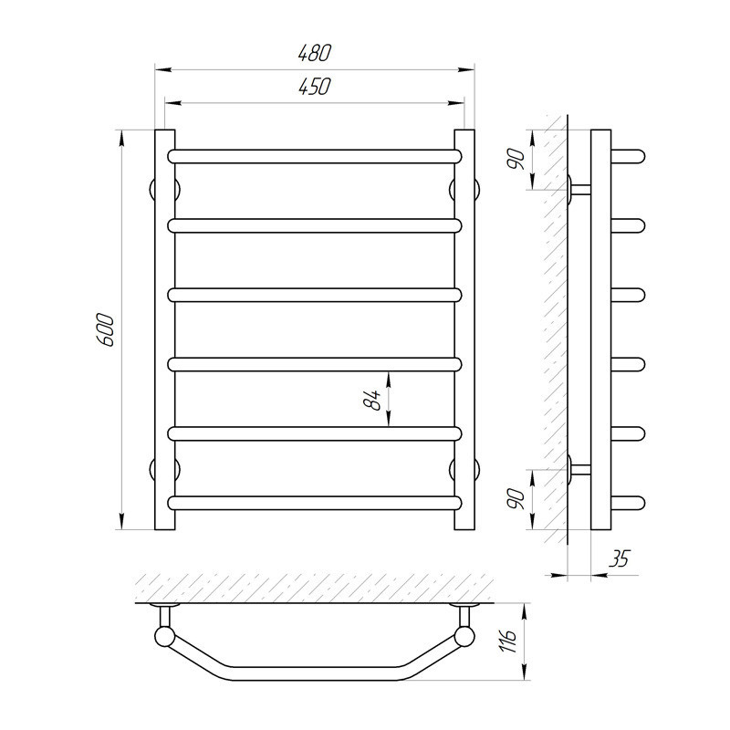 Водяна сушарка для рушників Laris Вікторія П6 450x600 Київ - фото 6