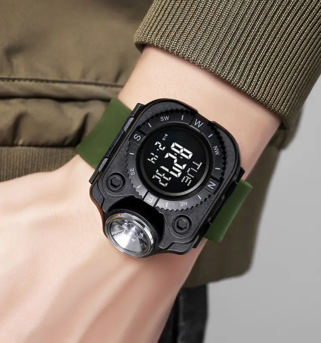Мужские наручные часы с фонарём Skmei 2187 Зеленые с черным циферблатом Винница - изображение 6