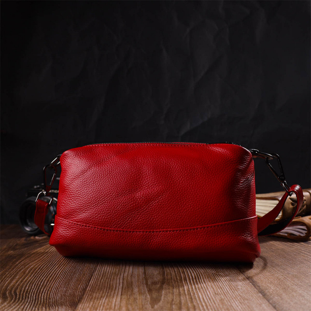 Яркая сумка на три отделения из натуральной кожи 22102 Vintage Красная Киев - изображение 9