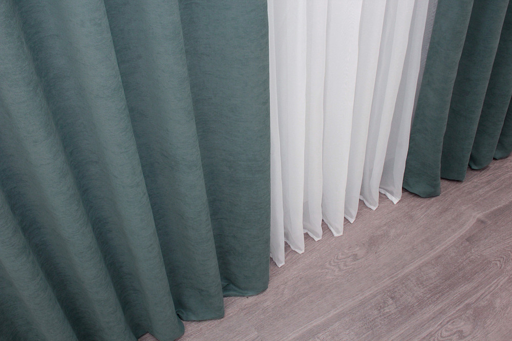 Комплект готових штор VR-Textil Мікровелюр SPARTA № 965ш Сіро-блакитний 150х285 см 2 шт (30-764) Київ - фото 6