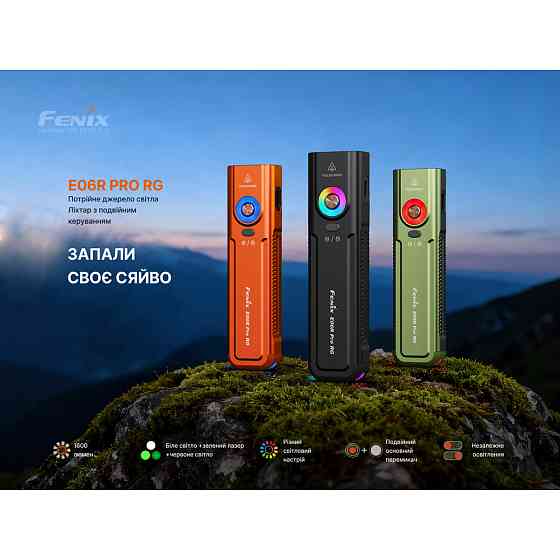 Ліхтар Fenix E06R PRO RG, зелений Київ