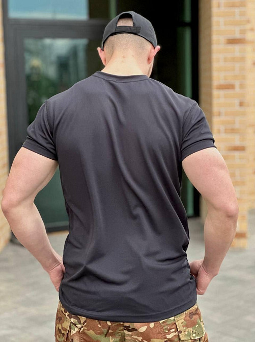 Военная черная футболка coolMax military летняя футболка качественная тактическая для ВСУ     WAR Львов - изображение 10