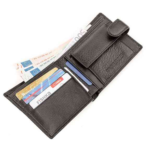 Мужской кожаный купюрник для карт купюр и монет ST Leather 18308 Черный Киев
