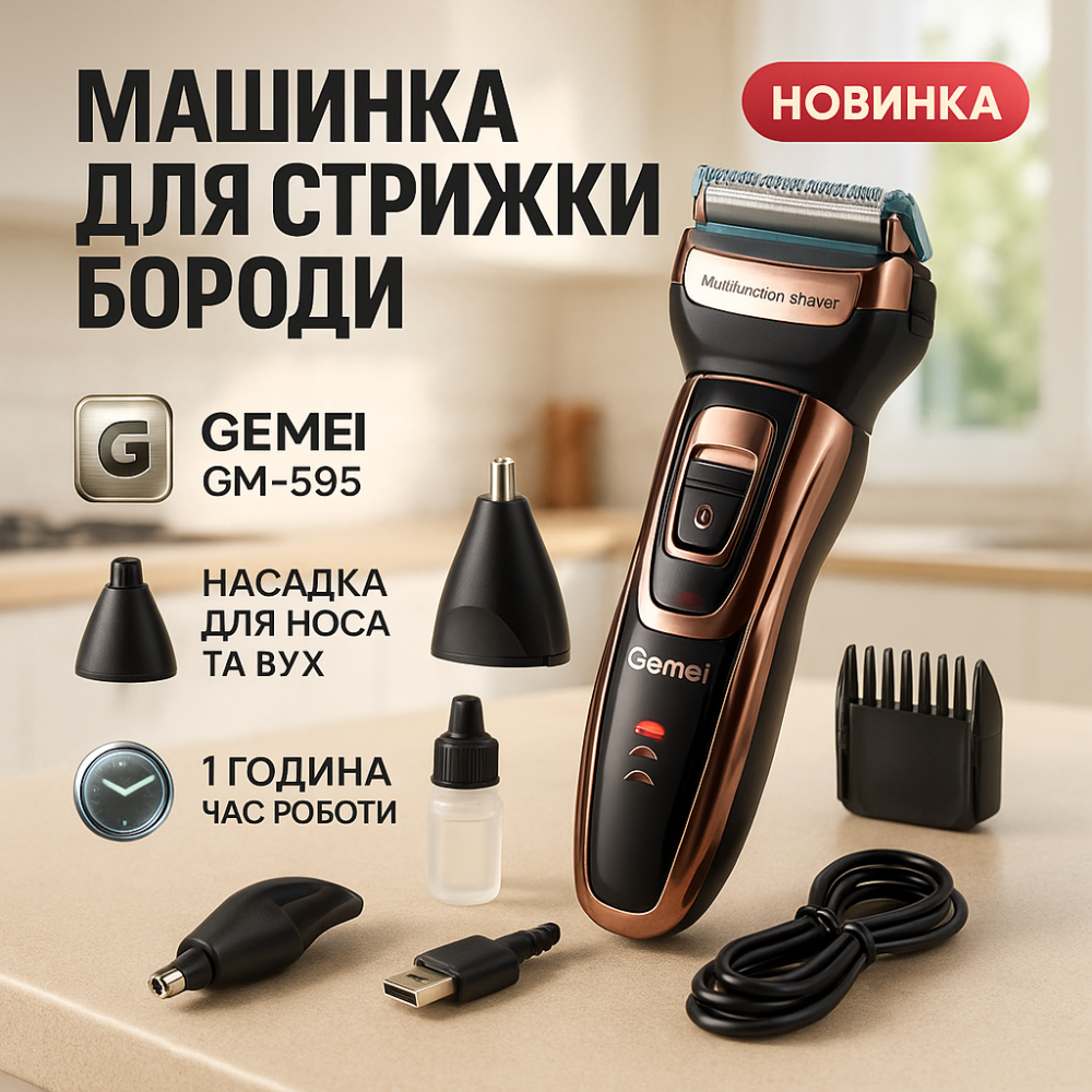Хороші електричні бритви для гоління GEMEI / Geemy GM-595, Професійна бритва з акумулятором JE-80 Львів - фото 17