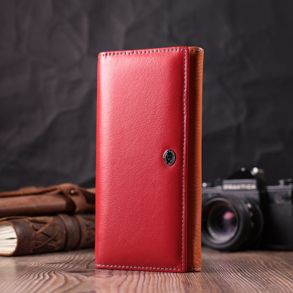 Великий гаманець для прекрасних жінок із натуральної шкіри ST Leather 22518 Різнокольоровий Київ - фото 2