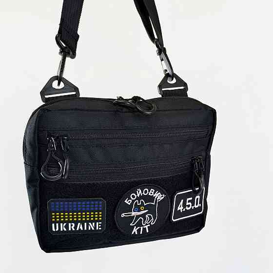 Тактична сумка для патчів Cordura 600D — 5 кишень, месенджер чорний з тканини KP-68 Львів