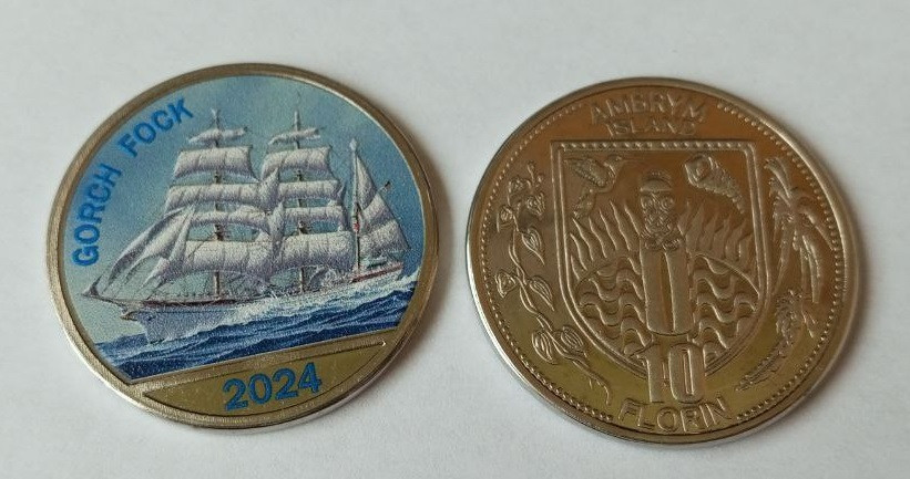 Острів Абрим 10 флорінів 2024 вітрильник КОРХ ФОК Полтава - фото 1