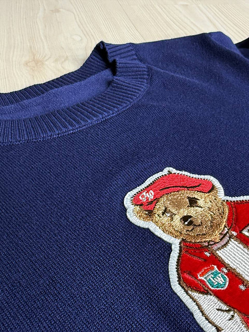 Светр жіночий A-N 2609 з нашивкою ведмедика оверсайз базовий one size, темно-синій, one size Київ - фото 20