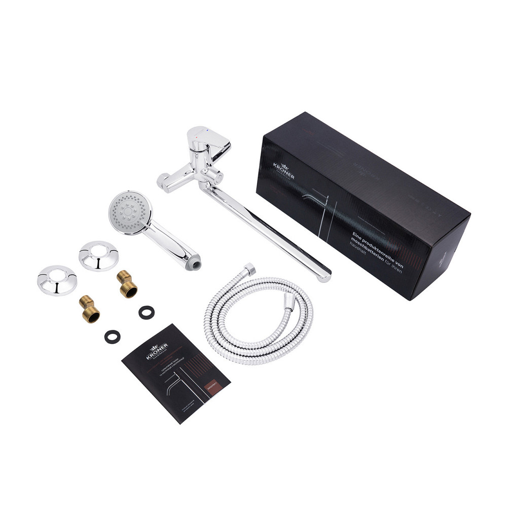 Змішувач для ванни Kroner KRP Brocken - C070 з душовим гарнітуром, хром Київ - фото 8