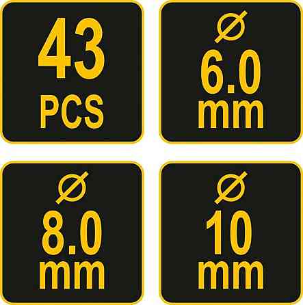 Засоби для кілкових сполучень по дереву YATO з діаметром 6, 8, 10 мм, набір 43 шт. [6/24] Одесса